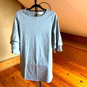 Simply Souther Gray Ruffle Sleeve Dress, EUC, L